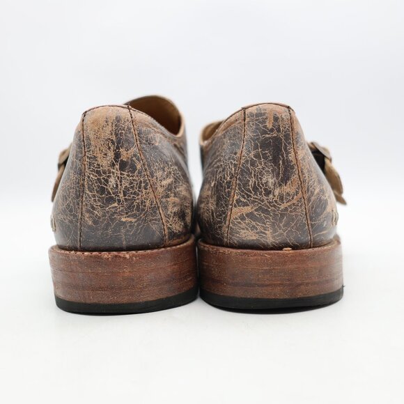 Bed Stu Panza Men's 13 Distressed Brown Leather Double Monk Strap Casual Dress - Picture 5 of 10